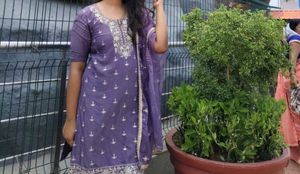 Purple Embroidered Kurta Set