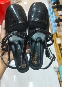 Black Double Buckle Marry Jane Heels