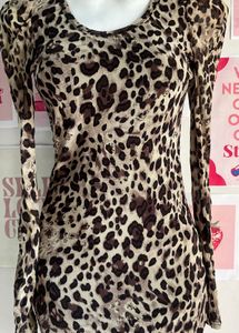 Y2K Chettah  Print Dress With Lining