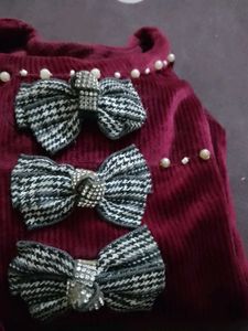 Cute Burgundy Top with Bows