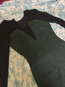 KAZO Luxe Green Georgette One-Piece – Black Long S