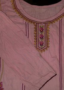 pink Embroidered Kurta with salwar