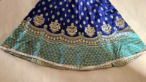 Blue &amp; Gold Embroidered Lehenga.