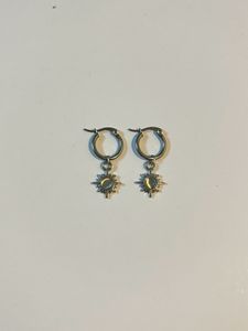 Silver Sun Charm Hoop Earrings