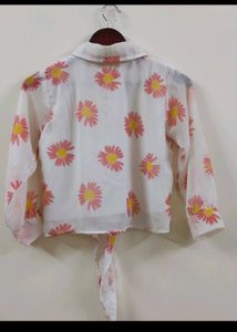 Floral Print Tie-Front Top