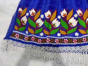 Blue Lucknowi Chikankari Anarkali Kurta