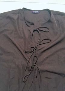 Dark Brown Tie-Front Top