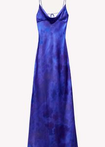ZARA Long Printed Fishtail Satin Dress