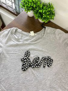 Gray Embellished Tee
