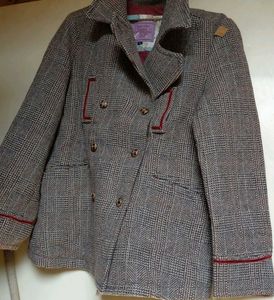 Checkered Peacoat coat women