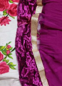 yellow and Purple Embroidered Kurta Set