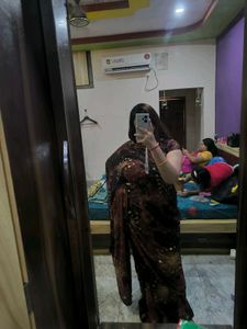 Black and brown tie-dye saree with sequins