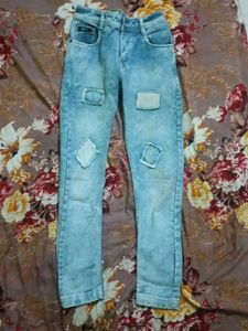 Stylish Distressed Patch Jeans