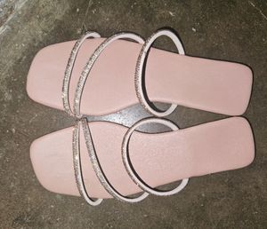 Pink Rhinestone Flats..Indian 4 Size