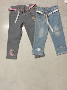 Designer Grey And Blue Jeans Combo 2-4 Year Old