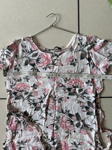 Flora Printed Round  White  Kurti