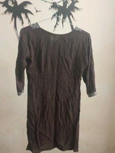 Brown Tunic with Silver Embroidery