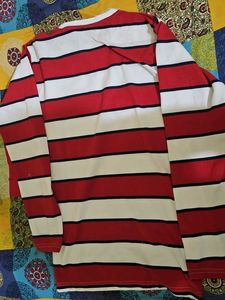 Red Striped Long Sleeve Popcorn T Shirt