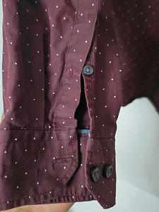 Burgundy Patterned Long Sleeve Shirt