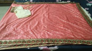 beautiful peach and cream sari with blouse