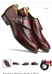 Escaro Royale Brown Leather Monk Strap Shoes