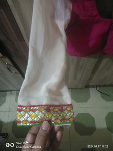 Pink And Creem Color Saree