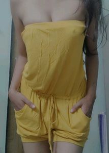 Mustard Color Sleeveless Jumpsuit