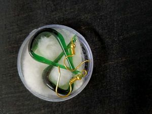 Green Loop Glass Earrings