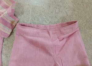 sangria Pink Stripped kurta set
