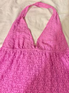 Beautiful Pink Halter Lace Top