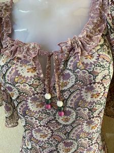 Paisley Print Ruffle Mini Dress
