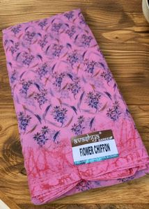 Pink Floral Chiffon Saree