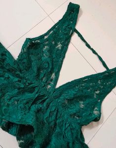 Price Drop🚨Imported Vintage Green Plunge Neck Top