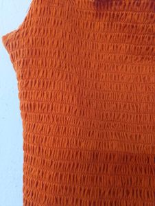 Rust Orange Ribbed Crop Top