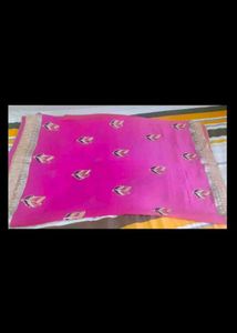 Pink Chiffon Sari With Blouse