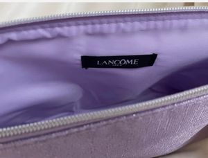 Lancome Lilac Cosmetic Makeup Bag Sparkle Woven Ba