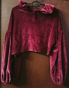 Maroon Velvet Crop Top