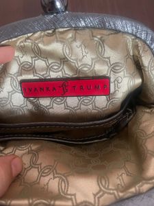 Ivanka Trump Metallic Grey Silver Chain Bag
