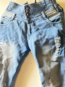 Distressed High-Waisted Jeans