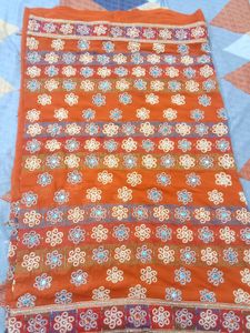 Orange embroidered Heavy Saree