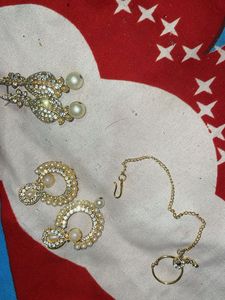 Elegant Gold &amp; Pearl Jewelry Set