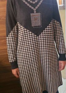 Houndstooth Embellished Sweater