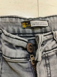 Off Duty India Metal Grey High Waist Cargo Jeans