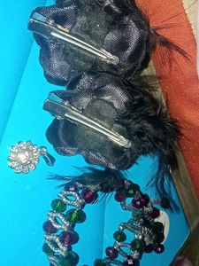 2 Hair Clips, 1 Pendant, Bracelet
