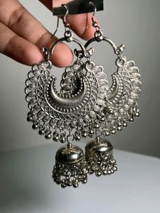 Traditional Silver Jhumka Earrings