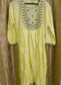 Embroidered Yellow Kurti With Pant