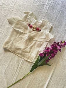 White Floral Cold Shoulder Top