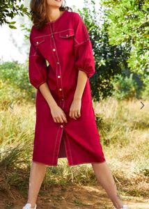 Red Denim Casual Dress ❣️🛍️