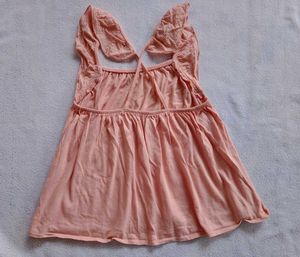 Peach Ruffle Sleeve Top