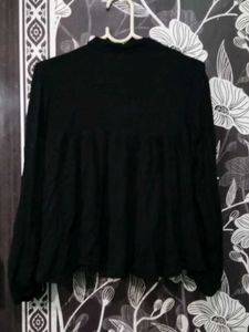 Embroidered Black Long Sleeve Top